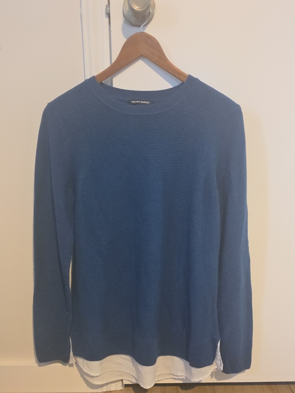 Hilary Radley Blue Crewneck Sweater